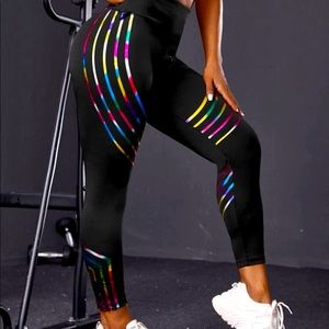 🌈Rainbow Chrome Exercise Pants